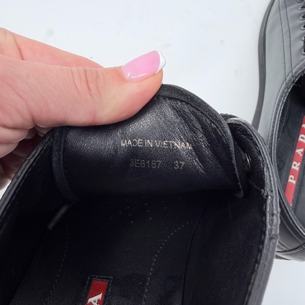 Prada Black Leather Sneakers size S - Picture 6 of 10